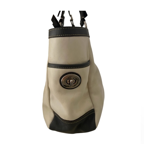 Coach East West Pleated Gray & White Tote Bag with Dust Bag - Picture 6 of 12